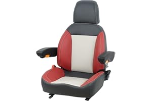 TICSEA Universal Tractor Seat, Forklift Seat with Seatbelt and Adjustable Backrest Headrest Armrests for Boat Excavator Harvester Loader Backhoe Dozer Telehandler