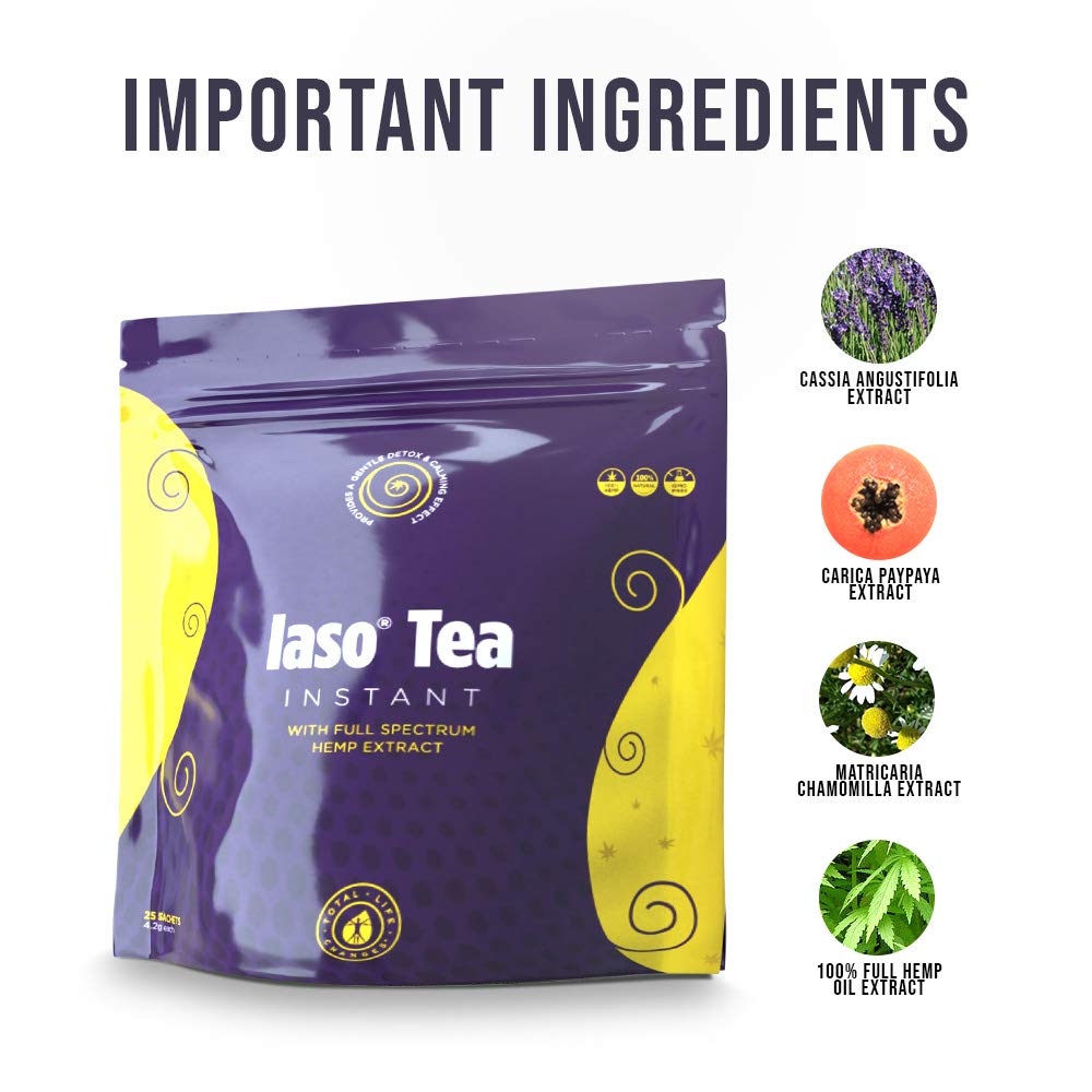 TLC Total Life Changes IASO Instant Tea Detox with Hemp Extract (25 Packets): Health & Personal Care