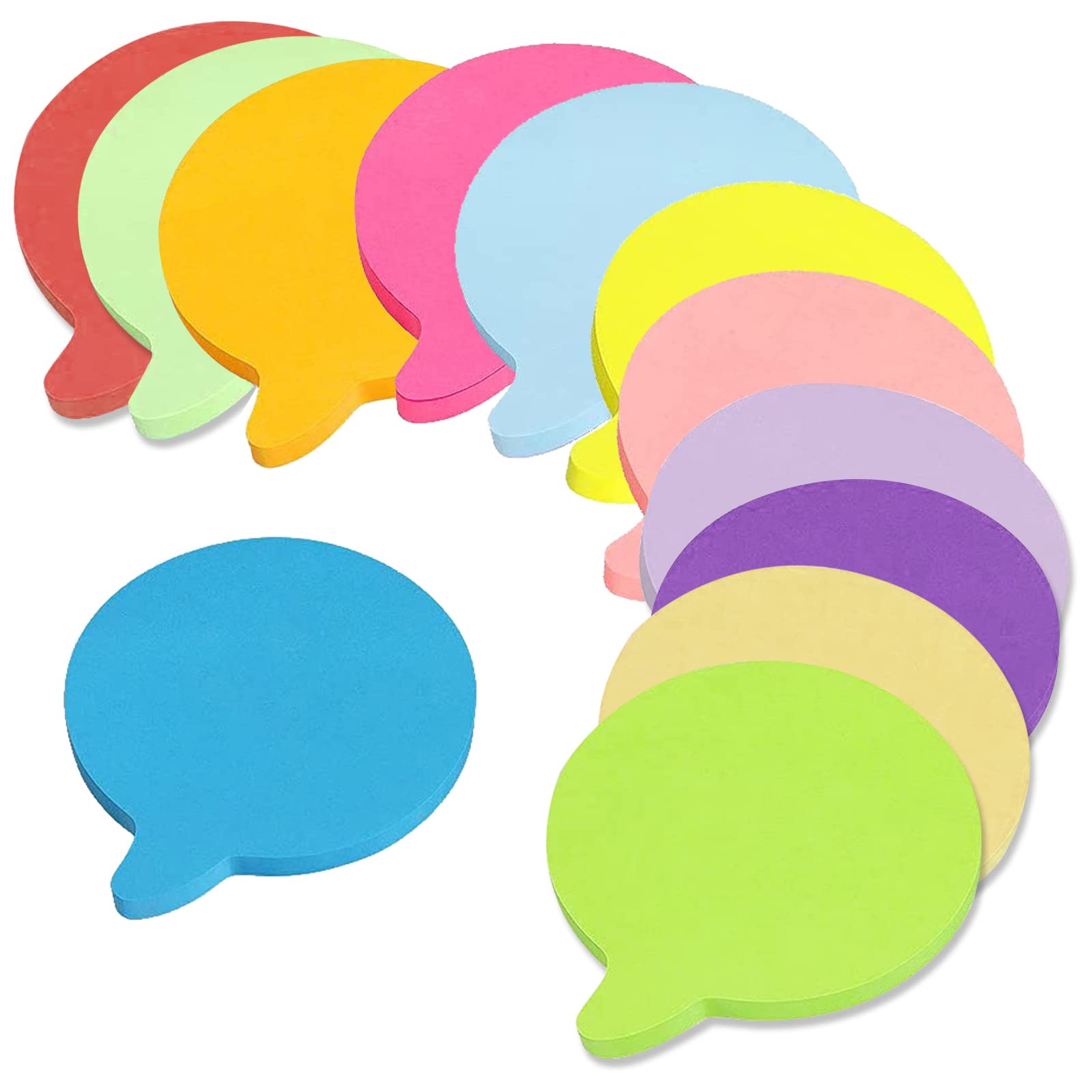Super Sticky Notes Pad - 600 Sheets, 70x70mm, 12 Colors Bubble Shape for Office, Home, School & Meetings
