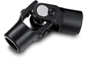 DEMOTOR PERFORMANCE 3/4" Round x 3/4" Round Single Steering Shaft Universal U Joint Black, Total Length 96mm 3 3/4"