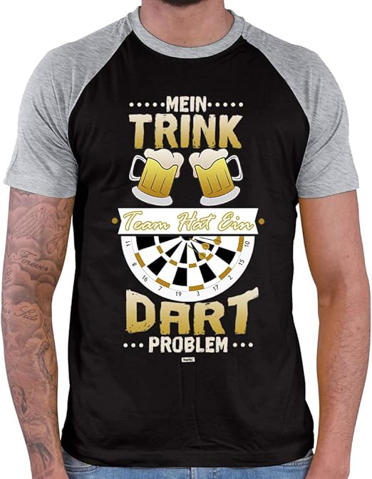 Hariz Herren Baseball Shirt Mein Trink Team Hat Ein Dartproblem Dart Spruche Dartpfeile Sport Fun Trikot Plus Geschenkkarte Amazon De Bekleidung