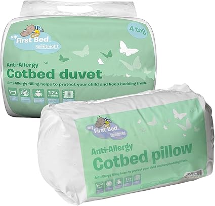 silent night cot bed duvet and pillow set