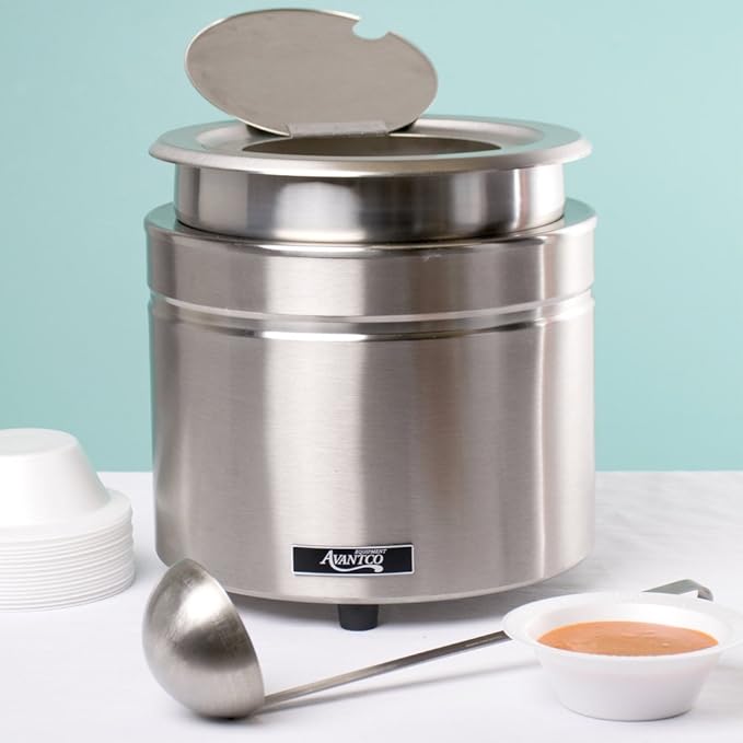 W800 11 Qt. Stainless Steel Countertop Soup Kettle Warmer 120V, 800W