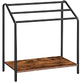 HOOBRO Freestanding Towel-Rack for Bathroom, 3 Tier Blanket Rack for Living Room, 31.5" L x 14.2" W x 33.9" H, Quilt Blanket Ladder Holder, Drying and Display Rack, Rustic Brown and Black BF80LB01