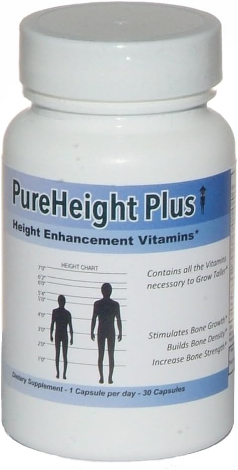 PureHeight Plus+ The #1 Height Enhancement Formula - Helps You Grow Taller - PureHeight Plus+ Increases Bone Strength, Builds Bone Density, Stimulates Bone Growth (1 Bottle - 30 Capsules)