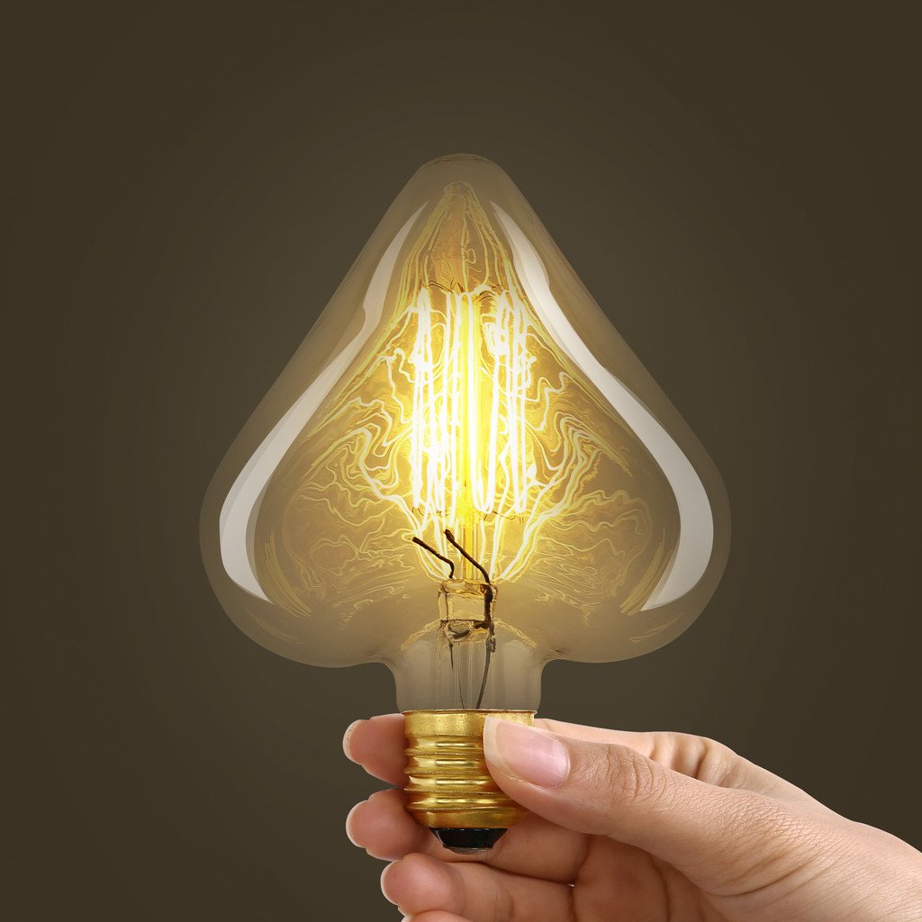 mirrea Heart Shape Vintage Edison Bulb - H125 - Squirrel Cage Filament - Dimmable