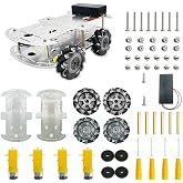 DWWTKL DIY Mecanum Wheel Car Kit with Metal Chassis and TT Motor Smart Robot 4WD Omnidirectional Car Programming Kit with Speed Encoder for Arduino/Microbit/Raspberry Pi for Adult Age 15+(Unassembled)
