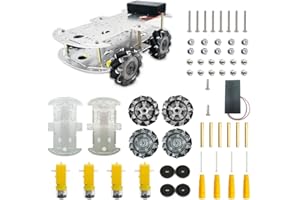 DWWTKL DIY Mecanum Wheel Car Kit with Metal Chassis and TT Motor Smart Robot 4WD Omnidirectional Car Programming Kit with Speed Encoder for Arduino/Microbit/Raspberry Pi for Adult Age 15+(Unassembled)