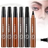 Microblading Eyebrow Pencils for Women, 2026 New 3D Waterproof Microblading Eyebrow Pen, 2PCS Magic Eyebrows Tattoo Pencil with 4 Fork Tip,Eye Brow Pen for Defined Eyebrows Makeup (5 Color/1pcs)