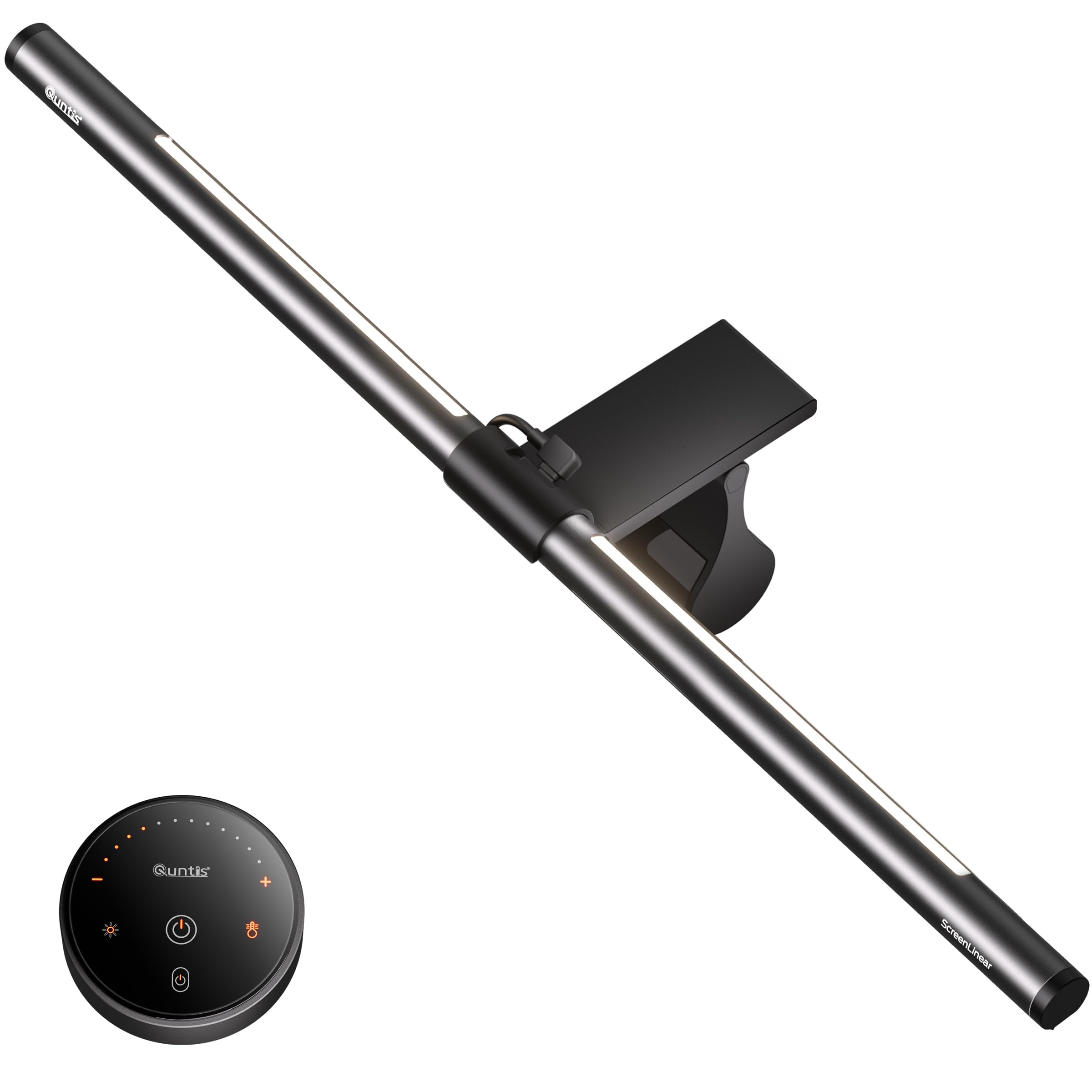 Photo 1 of Quntis Monitor Light Bar with Remote, 20.1'' Dual Light Screen Light Bar, Sliding Weighted Clip Fit for All Screens, Adjustable Stepless Dimming, Eye Caring No Glare Gaming Work Desk Lamp, Gray