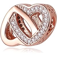 LONGLUCK 925 Sterling Silver Charms for Bracelets Necklaces Dangle Pendant With 5A Cubic Zirconias Bead Charm for Women DIY J