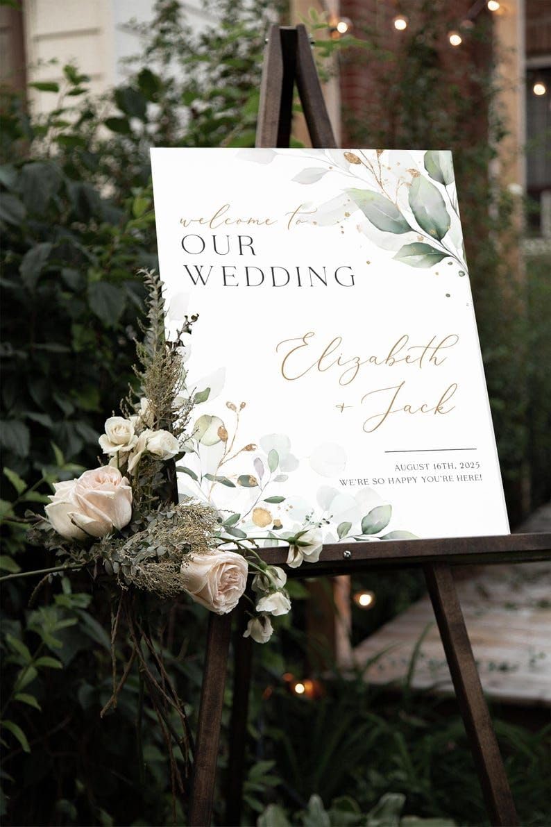 Photo 1 of ** similar *** Personalized Greenery Wedding Welcome Sign, Custom Wedding Decorations Signs, Welcome to Our Wedding Sign, Greenery Welcome Sign #33