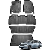 Odyssey Floor Mats & Cargo Liner Fit for Honda Odyssey 2018-2024 2025, All Weather Floor Liner and Trunk Mat for Odyssey Accessories, Heavy Duty TPE Black