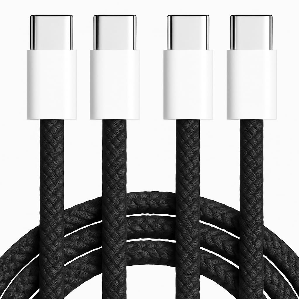 Photo 1 of ?2-Pack 3.3FT? USB C to USB C Fast Charging Cable, Braided Type-C to Type-C Power Cord for iPhone 16/15 Pro Max, MacBook Air, iPad Pro/Air, Samsung Galaxy, Pixel - 60W PD Charger Wire, Black