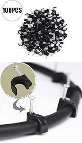 Elezenioc Round Cable Clips 100Pcs 6mm Nail Clips Cable Management Black view 7