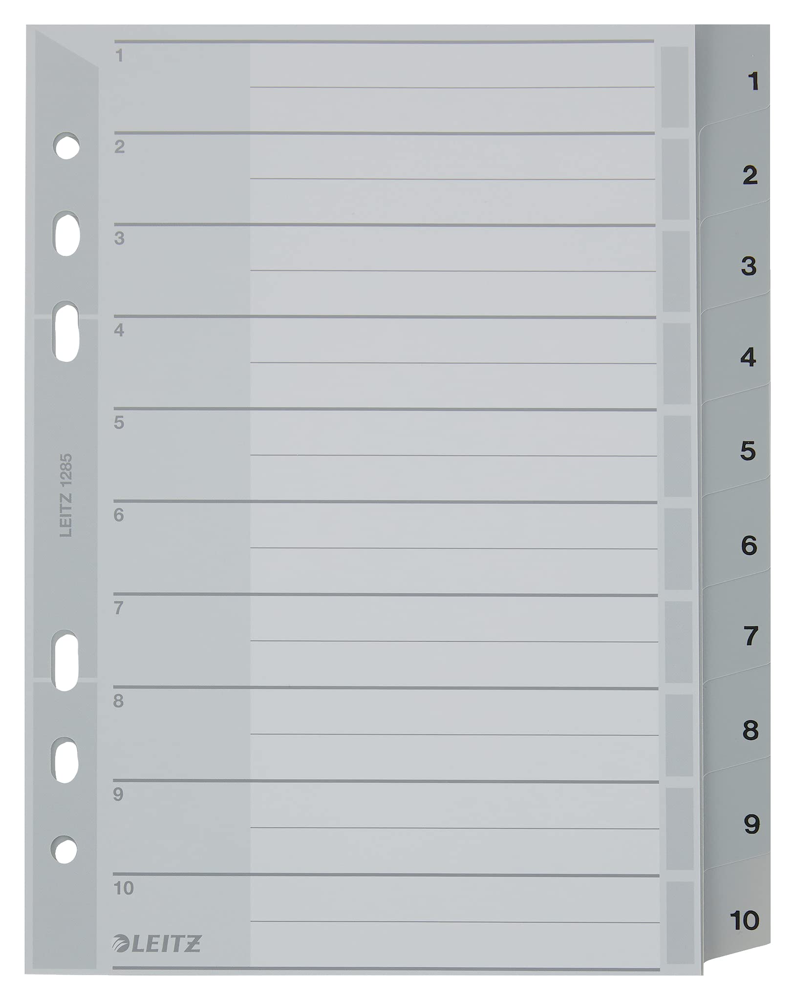 Leitz Plastic Index 1-10 A5 Polypropylene 10 Sheets Grey