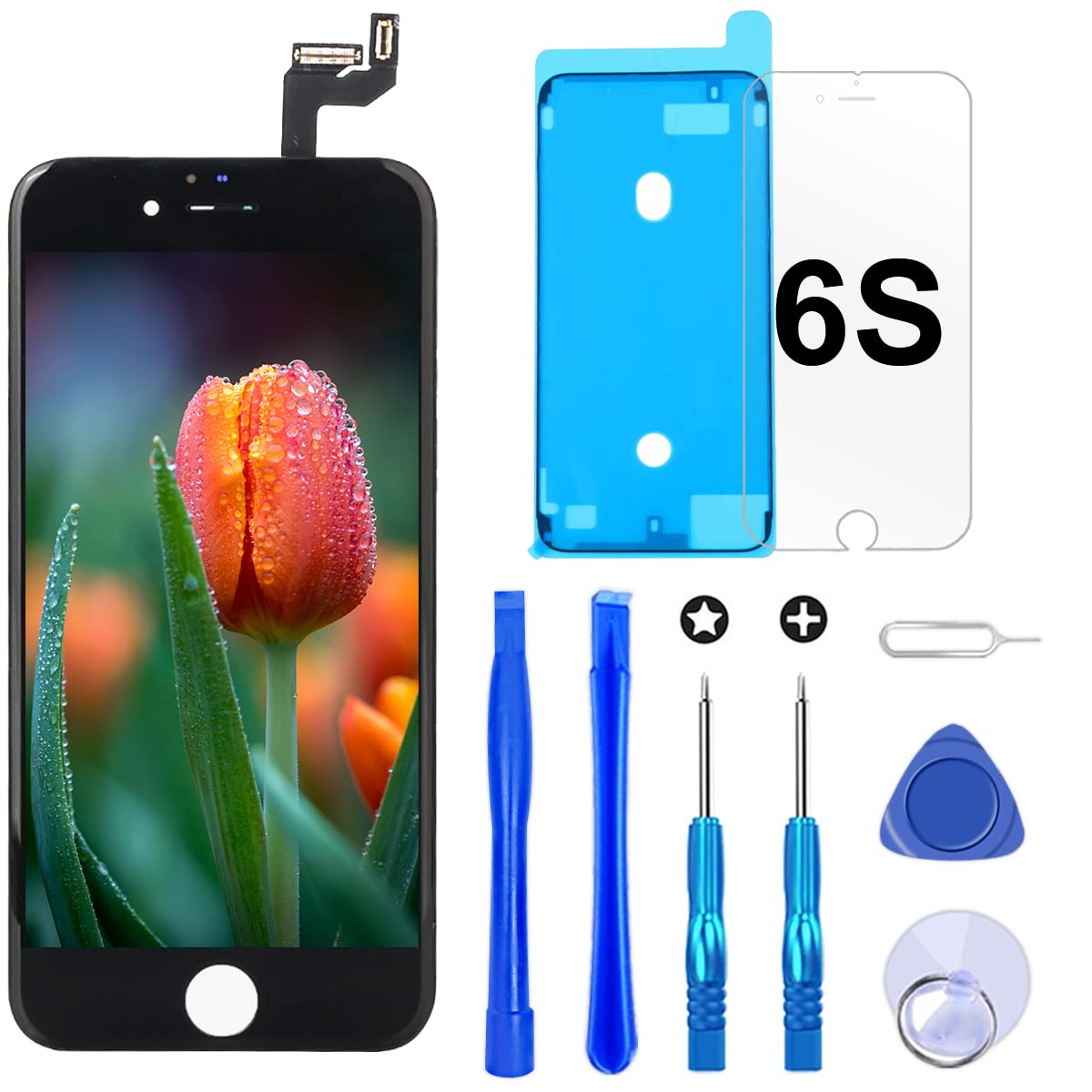 Brinonac Screen Replacement for iPhone 6s 4.7 inch LCD Digitizer Touch Screen LCD Replacement Screen Frame Assembly Full Set with Tools and Screen Protector (Black)