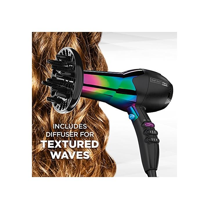 INFINITIPRO BY CONAIR Hair Dryer, 1875W Ion Choice Turn Ions ON for