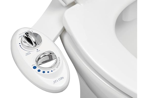 LUXE Bidet NEO 120 - Self-Cleaning Nozzle, Fresh Water Non-Electric Bidet Attachment for Toilet Seat, Adjustable Water Pressure, Rear Wash (White)