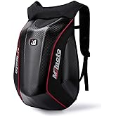 mjmoto Motorcycle Backpacks for Men Helmet Bags Waterproof hard shell 30-48L Expandable Storage Travel Bag Luggage (Black) (Red)