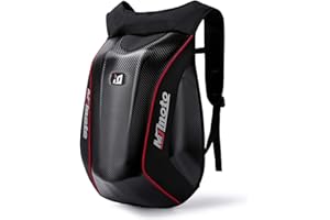 mjmoto Motorcycle Backpacks for Men Helmet Bags Waterproof hard shell 30-48L Expandable Storage Travel Bag Luggage (Black) (Red)