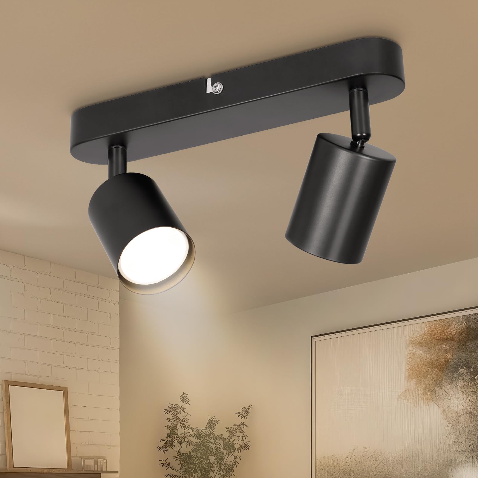 Ketom Spotlights Ceiling Lights Rotatable - 2 Way Adjustable Ceiling Spotlights - Black GU10 Modern Ceiling Spot Lights for Kitchen Indoor Bedroom Hallway Living Room - Bulb Not Included