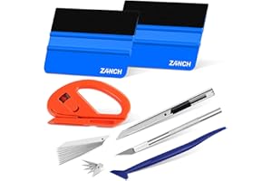Zanch 21-in-1 Vinyl Wrap Tool Kit for Car, [Complete, Premium Quality] Window Tint Kit with 4-Inch Felt Squeegee, Precision Craft Knife, Utility Knife, Snitty Safety Cutter and Micro Squeegee —Blue