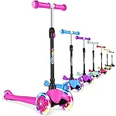 BELEEV A1 Scooter for Kids Ages 2-6, 3 Wheel Kick Scooter for Toddlers Girls Boys, Light up Wheels, Adjustable Height, Lean to Steer, Non-Slip Deck, Lightweight Push Scooter for Children