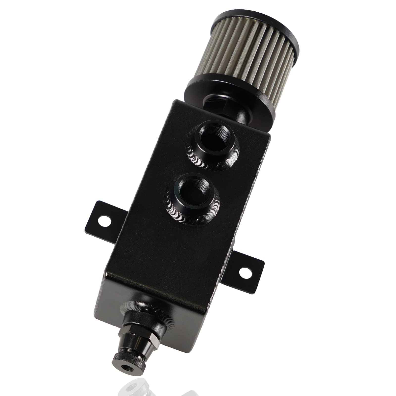 Photo 1 of POSENG Universal 10AN Oil Catch Can Tank Baffled 1L with Filter Aluminum Black HTRACING