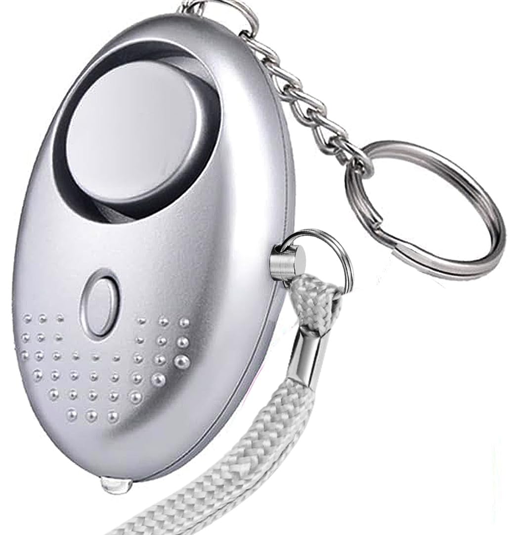 Personal Alarms For Women,Reusable Police Approved 150DB Super-Loud! ,Personal Alarms with LED Light, Small Personal Security Alarm Torch Keychain for Women, Girls, Children and Elderly (Silver)