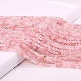 Natural Faceted Rose Quartz Beads Natural Stones Loose Bead for Jewelry Making Bracelet Necklace (Size 2mm,Length 15")