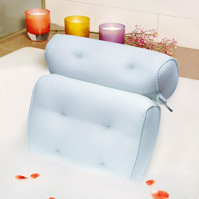 Bath Pillow Organic Tencel Bathtub Pillow Upgraded 3D Air Mesh Bath