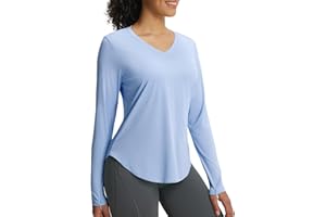 BALEAF Women's Long Sleeve V Neck Sun Shirts UPF50+ Lightweight Quick Dry UV Protection Rash Guard Workout Hiking Running Top