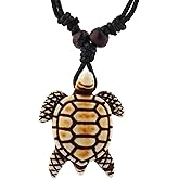 Scddboy Hawaiian Sea Turtle Pendant Necklace for Women Men - Adjustable Cord Surfer Necklace