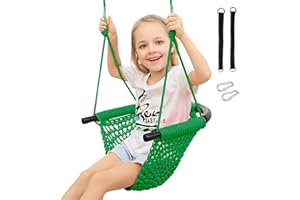 RedSwing Toddler Swing, Swing Seat for Kids with Heavy Duty Adjustable Ropes, Hand-Knitting Secure Children Swing Set for Indoor Porch, Outdoor Playground, Backyard, Tree, Green