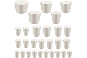 28 Pack (11 Assorted Sizes) Solid Rubber Stopper, 000# - 8# Tapered Lab Bungs Rubber Corks Plugs, White Lab Seal Stopper Plug