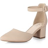 Ankis Closed Toe Heels for Women -Black Nude Gold Silver Pointed Toe Heels Low Block Chunky Women Pumps with Ankle Strap -2.2