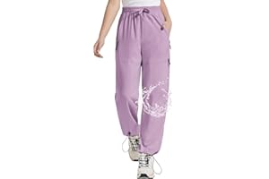 EXARUS Girls Joggers Hiking Pants Water Resistant Kids Athletic Quick Dry Lightweight Zip Pockets High Waisted 6-14Y