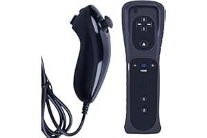 HZIME New Replacement Remote Control Compatible For Wii & Wii U, Built-in 2 in 1 Motion Plus with Silicon Case and Nunchuck (