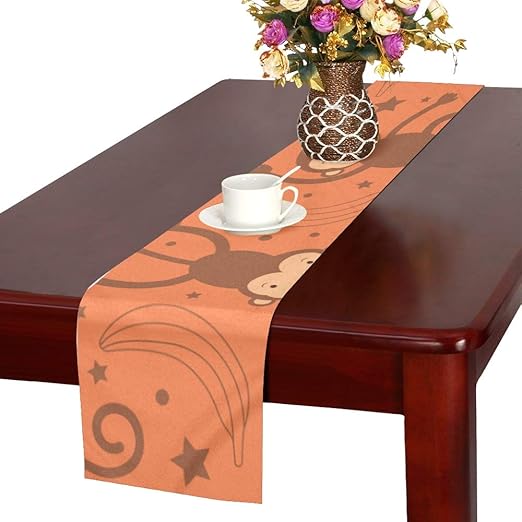 Amazon Com Engree Vintage Table Runner Clever Monkey Cartoon Camping Table Runner Table Runner Kitchen 16x72 Inch For Dinner Parties Events Decor Home Kitchen