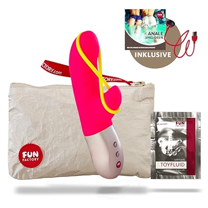 Fun Factory AMORINO rosa Silikon mini Vibrator für sie mit Stimulationsband (inklusive Tasche + Gleitgel) Klitoris und G-Punk