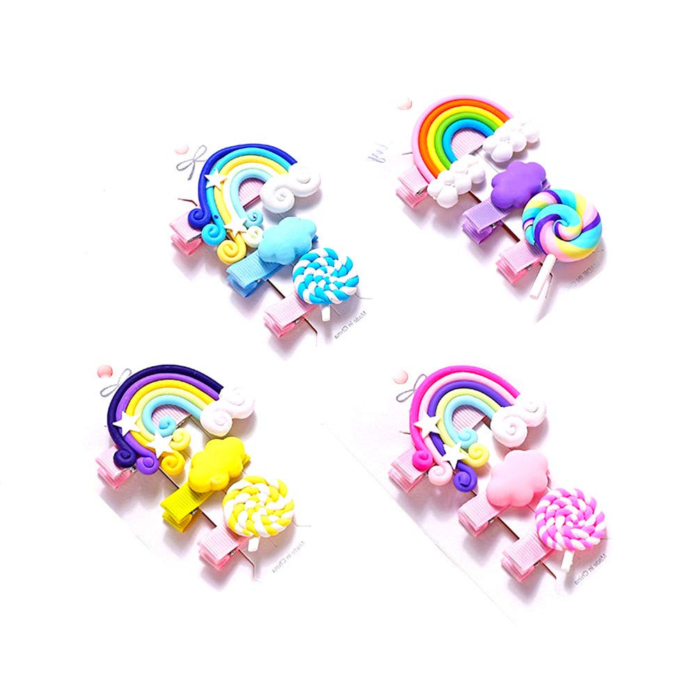 12 Pcs Hair Clips Soft Clay Hair Clips Lollipop Hairpins Children's Cute Hairclips Set Hair Barrette Headwear Hairpin Party Accessories for Little Girls Children Birthday Party Favours Gift