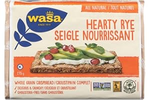 Wasa, Hearty Rye Crispbread, Whole Grain Crisps, High Fibre, Low Calorie Snack, Non GMO, Healthy Crackers, 275g