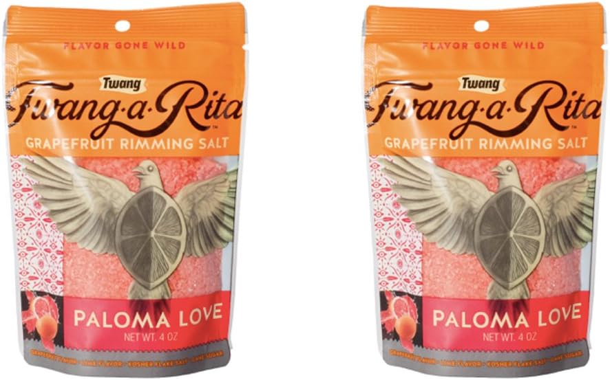 Twang-a-Rita Rimming Salt Varieties - 4 ounce pouch - (2 pack) (Paloma Love (Grapefruit)): Kitchen & Dining