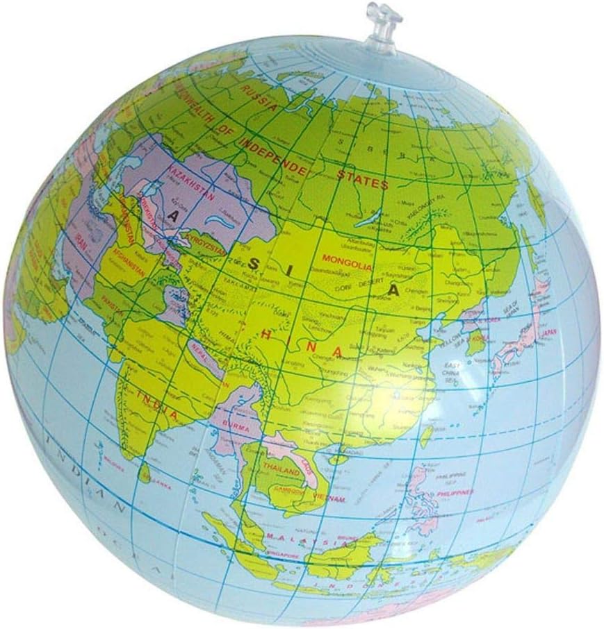 40CM Inflatable World Globe Teach Education Geography Toy Beach Ball Globe Toys for Educational Beach Playing