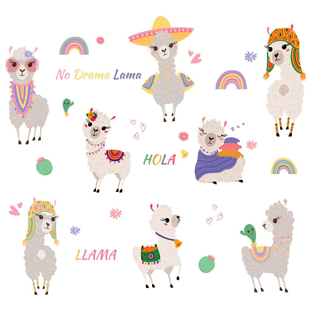 Wall Decal Stickers Removable Vinyl Mural Home Office Decor Library Wall Color Alpaca 30 X 90cm（2 Sheets）