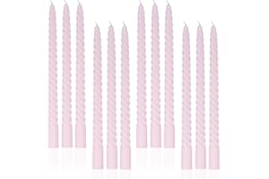 LPUSA Light Pink Tall Taper Candles Spiral Candle Sticks,Unscented Pastel Candle for Holiday,Wedding and Home Decoration,10inch,12 Pack(E-Light Pink)