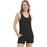 WiWi Pajamas Set for Women Filament Viscose from Bamboo Tank Top and Shorts Racerback Sleepwear Sleeveless Pjs S-XXL