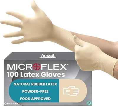Ansell MicroFlex 63-864 Latex Gloves Textured Fingertips Medium 100
