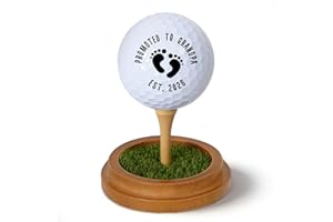 Promoted to Grandpa Golf Ball Display Stand Holder Lifelike Turf Golf Gifts Decor, Pregnancy Reveal Gifts for Grandpa, Pregna